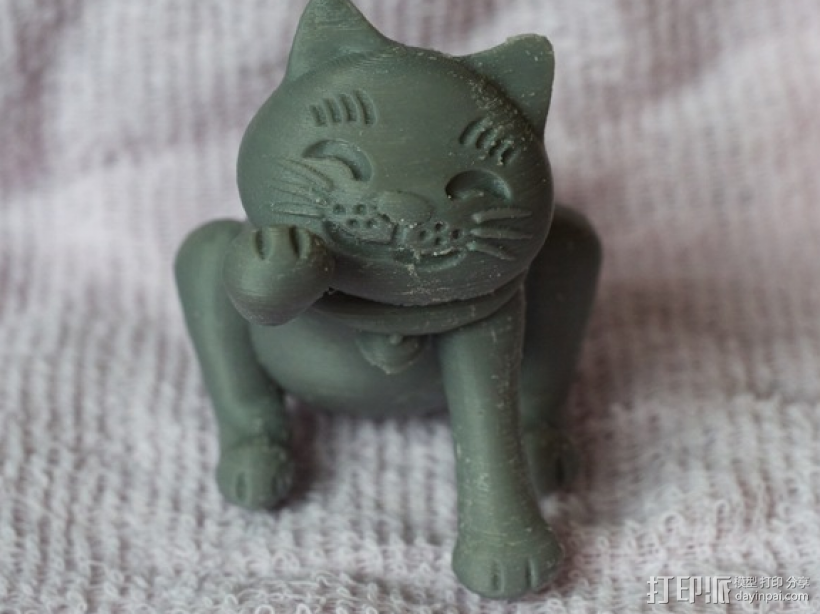 招财猫咪 3D打印模型渲染图