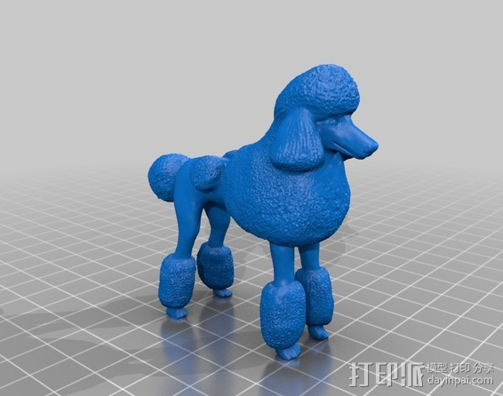 贵宾犬 3D打印模型渲染图