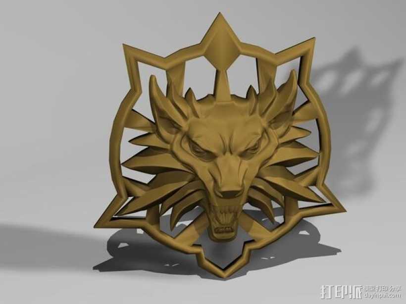 巫师狼徽章 3D打印模型渲染图