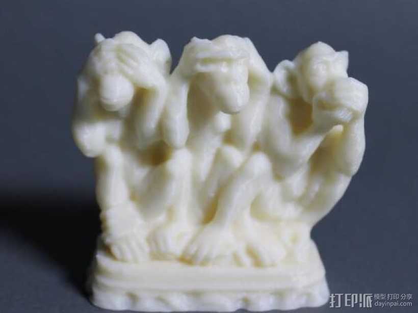 猴子雕塑 3D打印模型渲染图