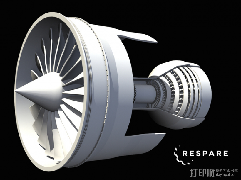 涡轮发动机模型 3D打印模型渲染图