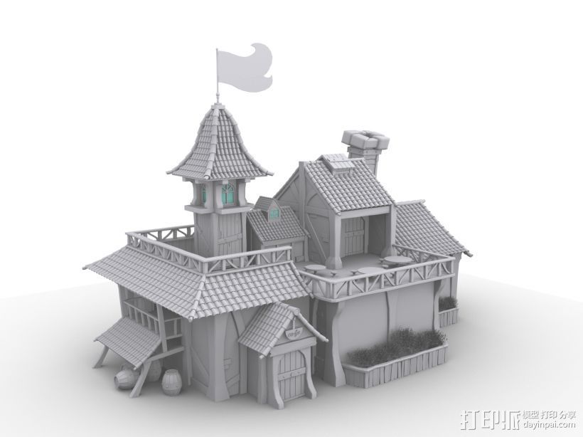 动漫小木屋 3D打印模型渲染图