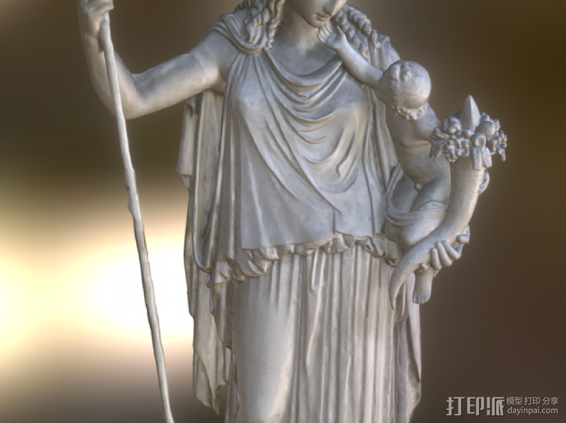 希腊女雕像 3D打印模型渲染图