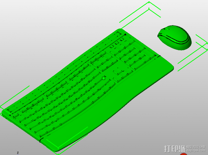 人体工学鼠标键盘 3D打印模型渲染图