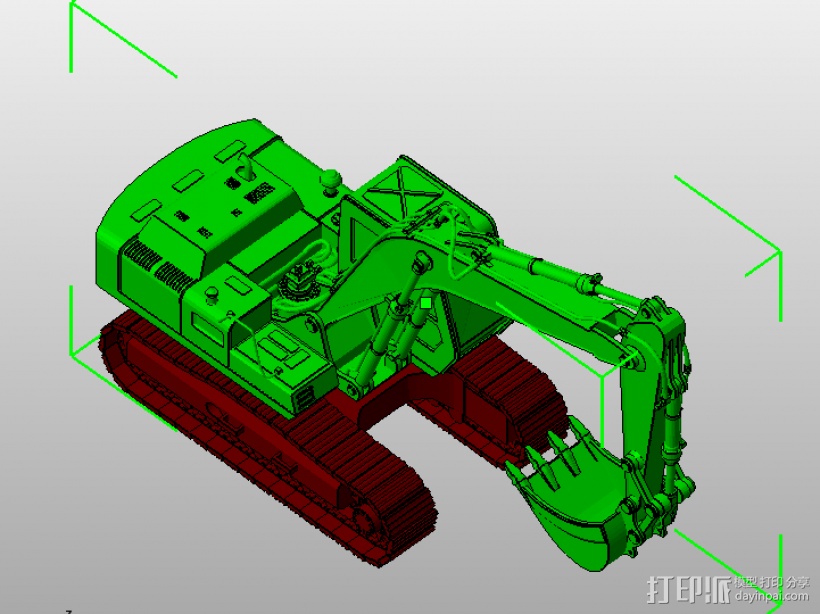 挖掘机 3D打印模型渲染图