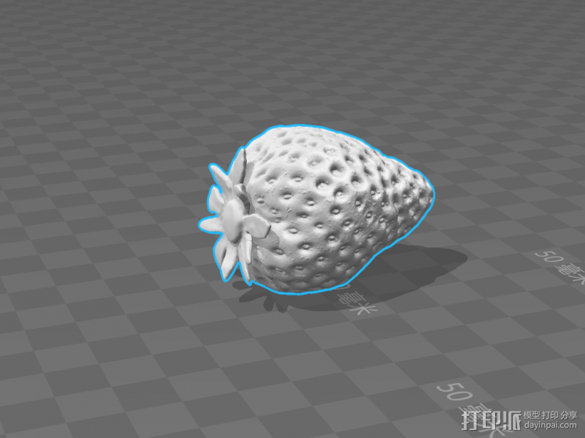 草莓 3D打印模型渲染图
