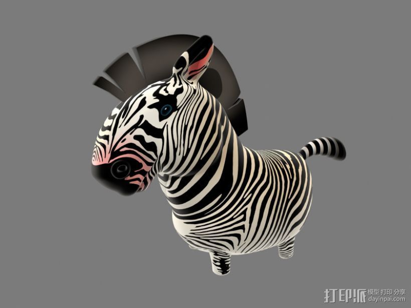 斑马 3D打印模型渲染图