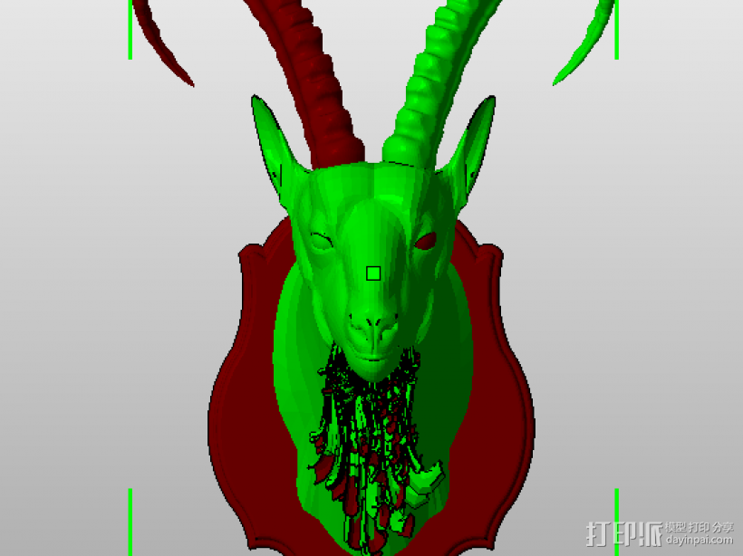 羊头壁挂 3D打印模型渲染图