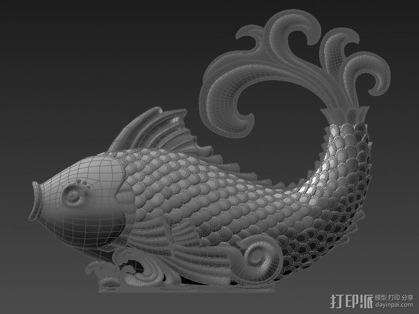 鲤鱼 3D打印模型渲染图