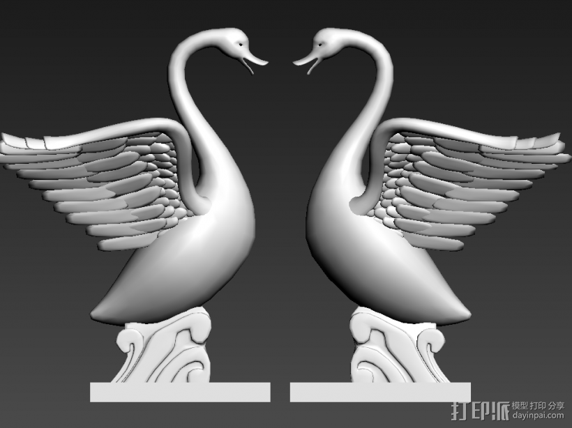 漂亮的天鹅 3D打印模型渲染图