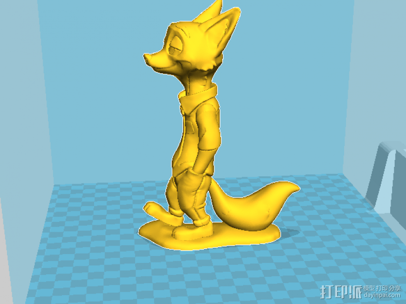 疯狂动物城狐狸尼克 3D打印模型渲染图