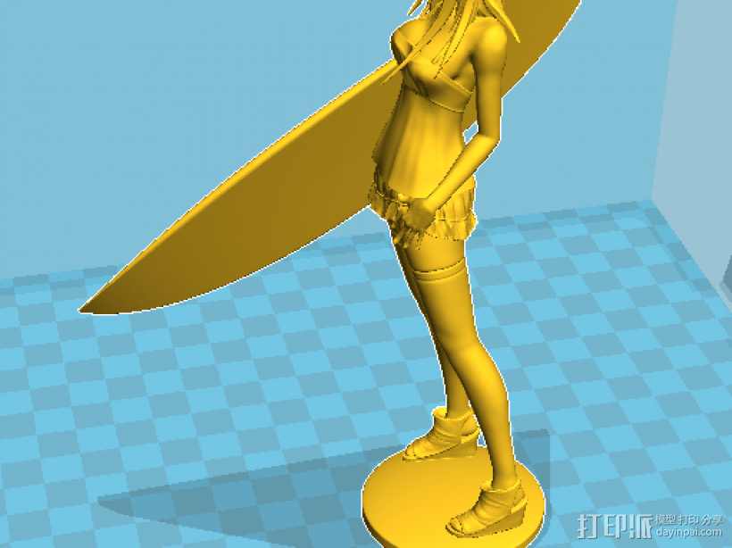 冲浪女孩 3D打印模型渲染图