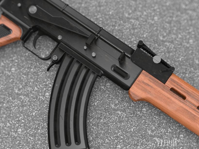 AK47 3D打印模型渲染图