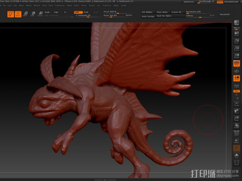 精灵龙 3D打印模型渲染图