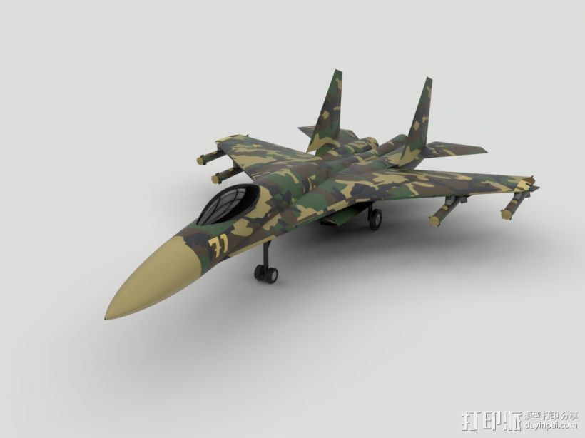 苏-30MKI 3D打印模型渲染图