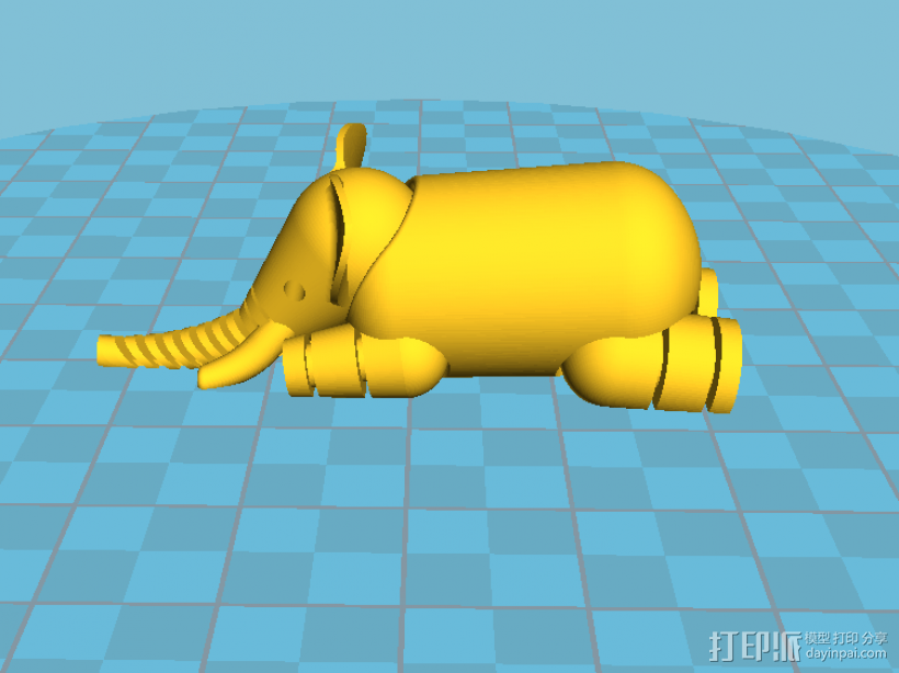 可爱的小象 3D打印模型渲染图