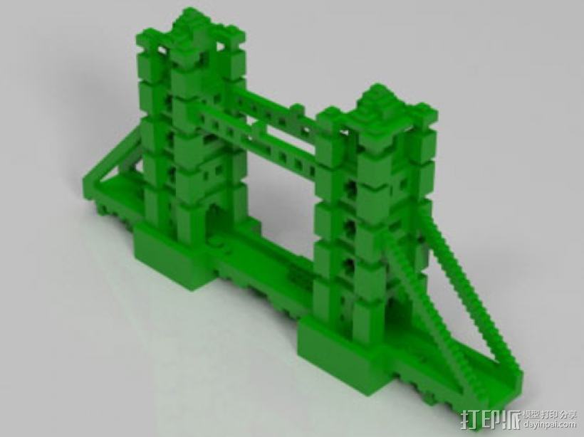 《我的世界》塔桥 3D打印模型渲染图