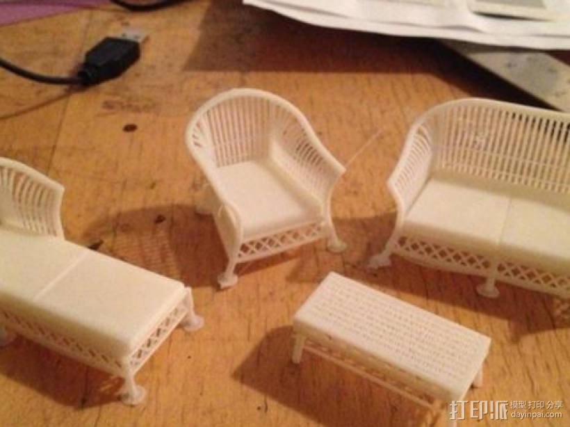 编织家具组合 3D打印模型渲染图