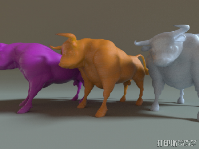 公牛 3D打印模型渲染图