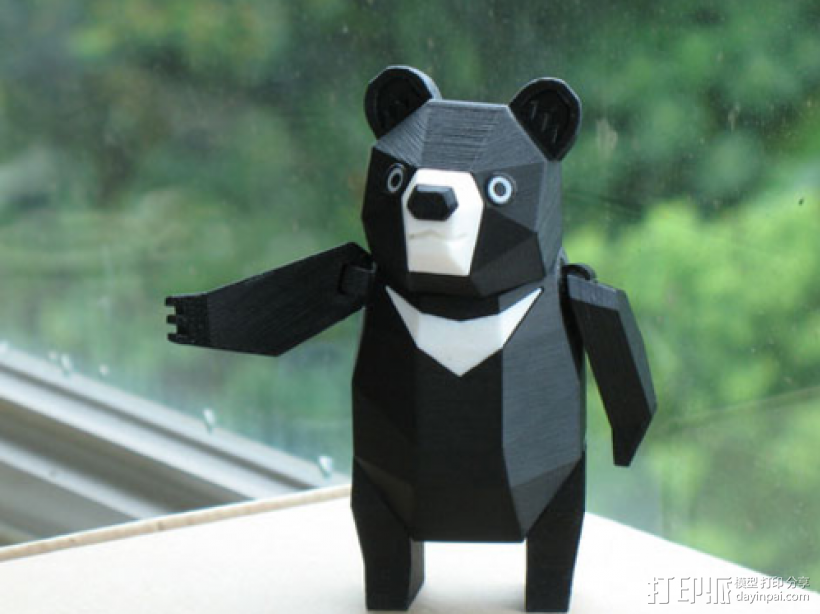 可活动小黑熊 3D打印模型渲染图