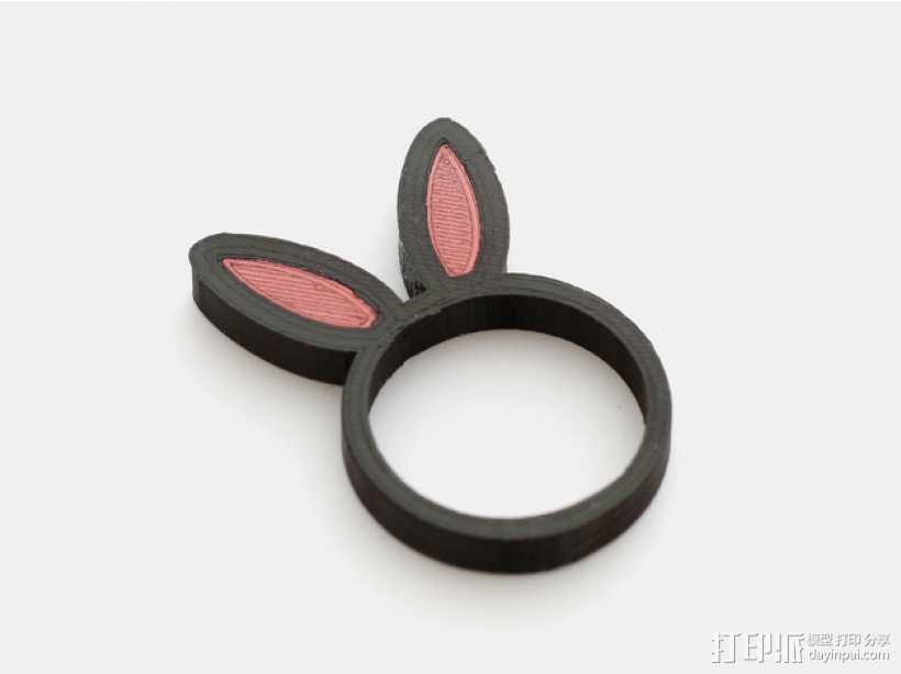 兔耳朵戒指 3D打印模型渲染图