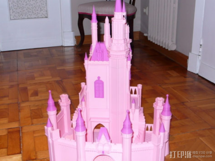 粉色公主城堡 3D打印模型渲染图