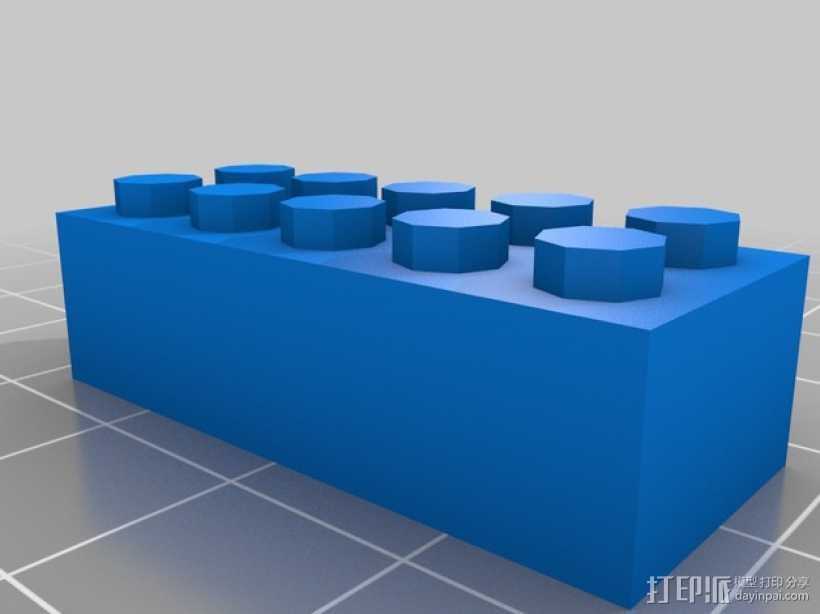 2×5乐高积木 3D打印模型渲染图