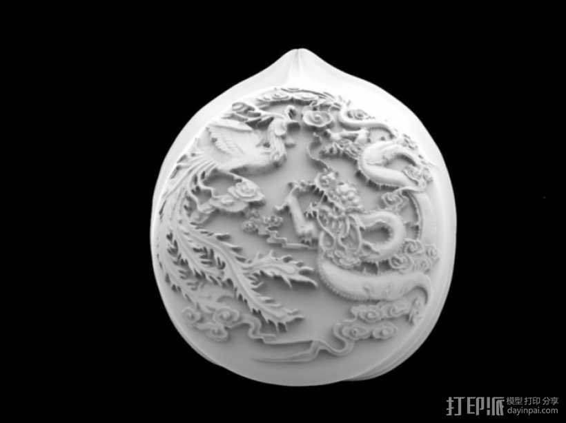 龙凤核雕 3D打印模型渲染图