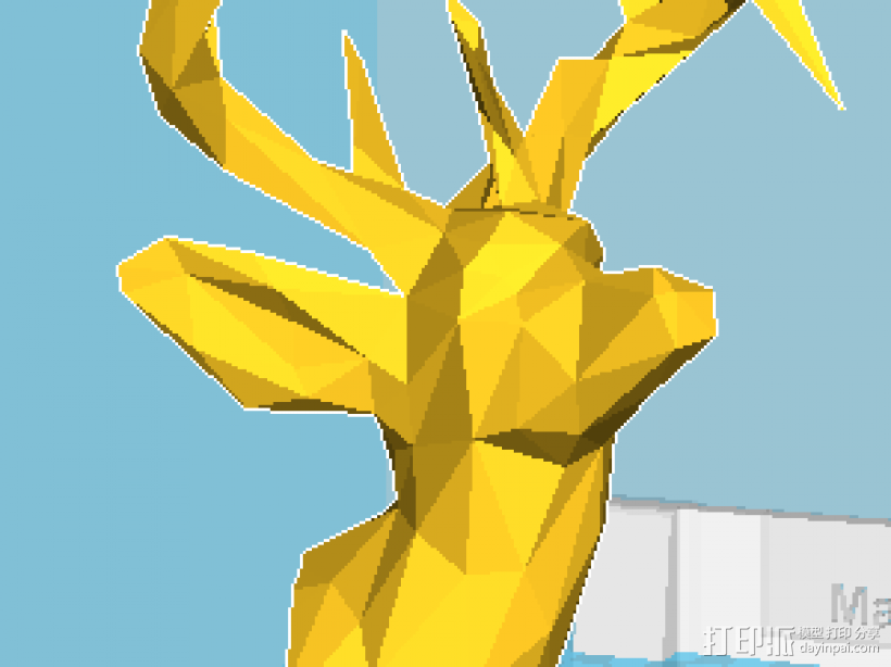 几何鹿头 3D打印模型渲染图