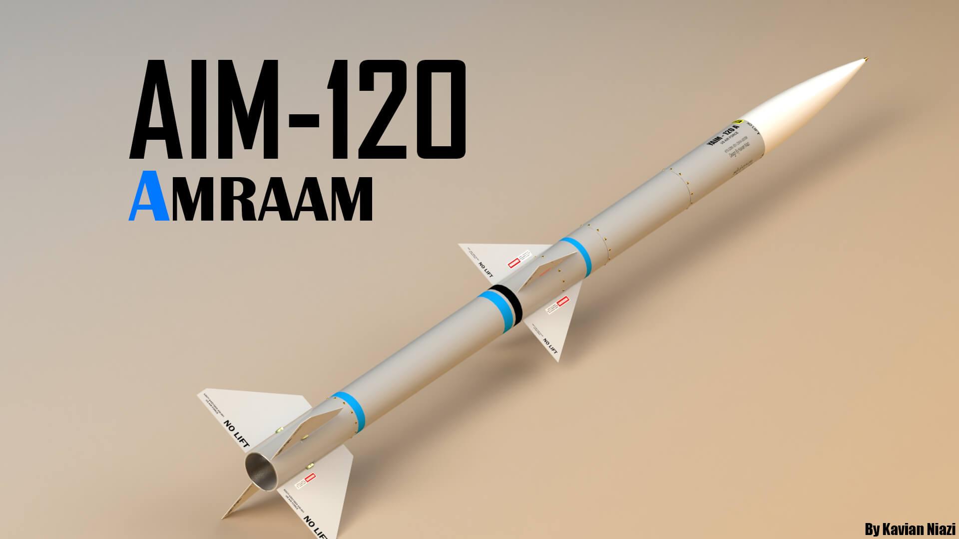 AIM-120先进中程空对空导弹 3D打印模型渲染图