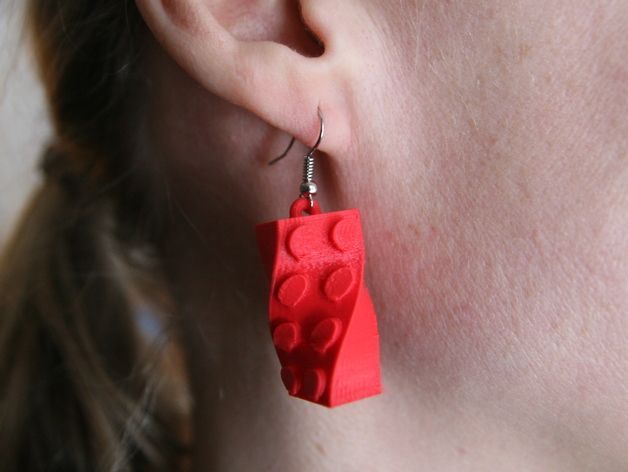 乐高积木耳环 3D打印模型渲染图