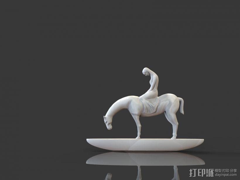 ZB精雕 马和少女 行韵 雕塑  3D打印模型渲染图