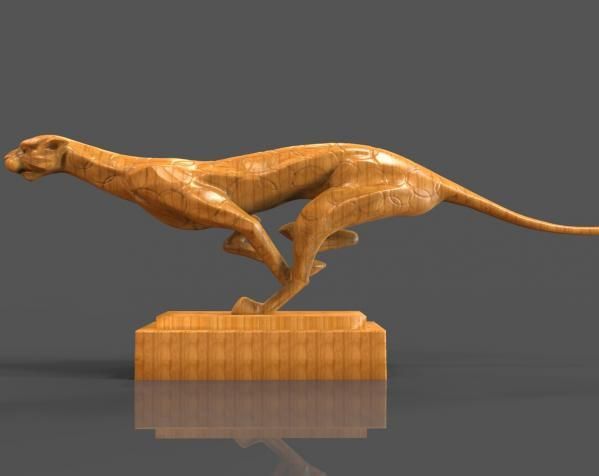 ZB精雕 豹子 车标 汽车摆饰 雕塑 3D打印模型渲染图