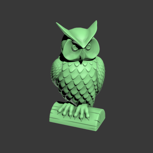 夜猫子猫头鹰 3D打印模型渲染图