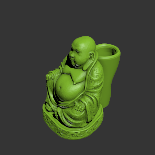 大肚佛笔筒罐 3D打印模型渲染图