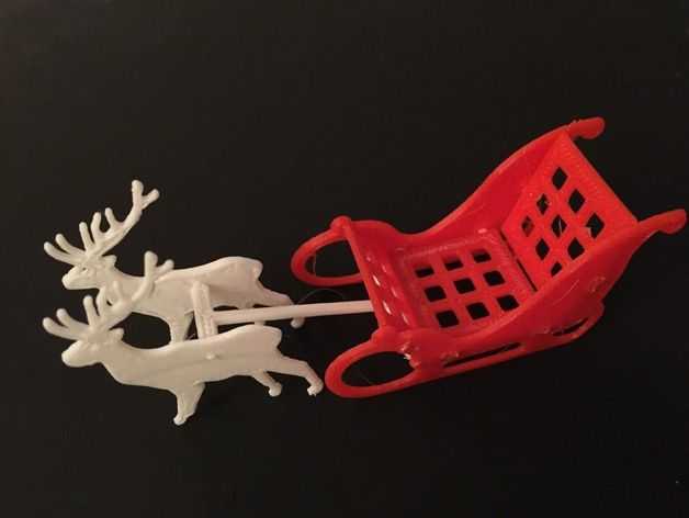圣诞老人雪橇-驯鹿雪橇 3D打印模型渲染图