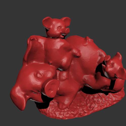 三头猪玩具摆件 3D打印模型渲染图