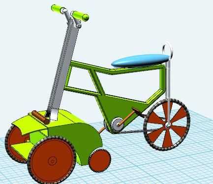 环保小车自行车 3D打印模型渲染图