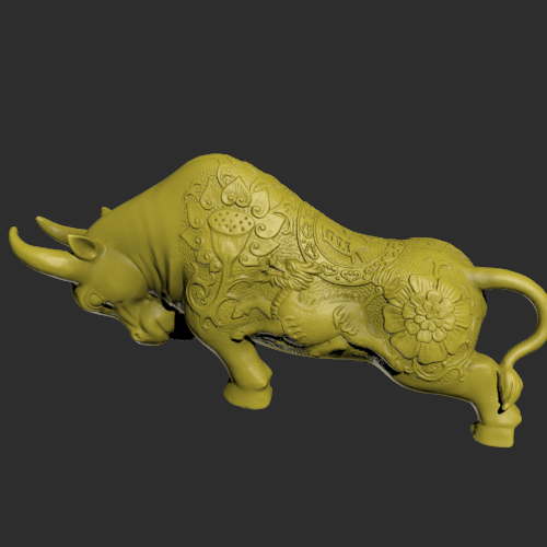 带花纹的牛模型 3D打印模型渲染图