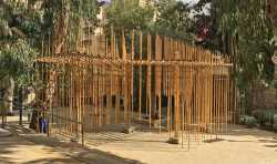 够创意！以色列学生用3D打印关节建造出40平方米悬浮竹亭