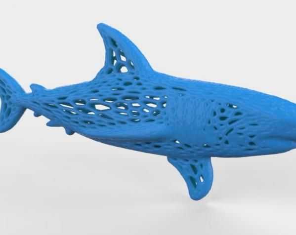 凶猛的大鲨鱼 3D打印模型渲染图