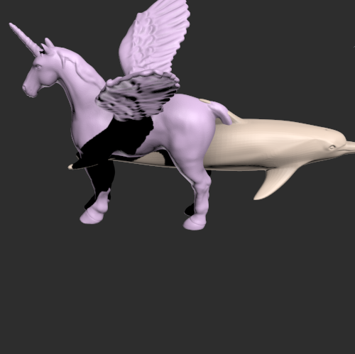 飞马和海豚模型 3D打印模型渲染图