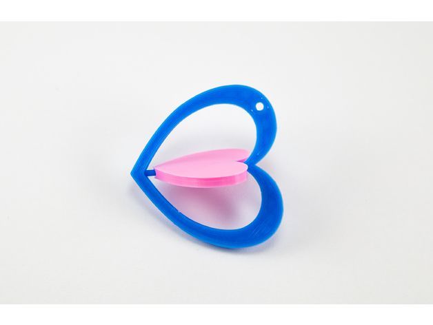 可旋转的爱心匙环 3D打印模型渲染图