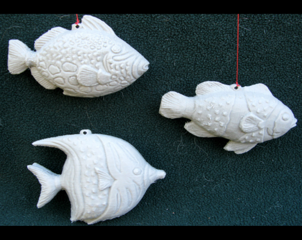三种鱼装饰品 3D打印模型渲染图