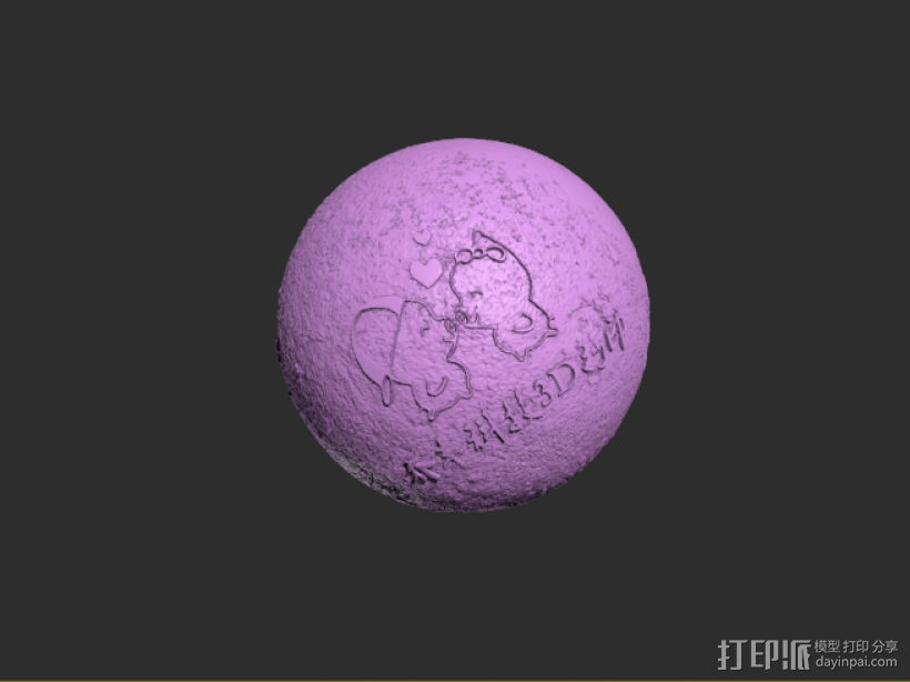 月球灯-可爱猪直径80mm 3D打印模型渲染图