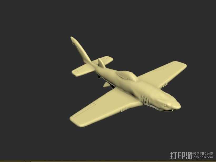 鲨鱼飞机模型 3D打印模型渲染图