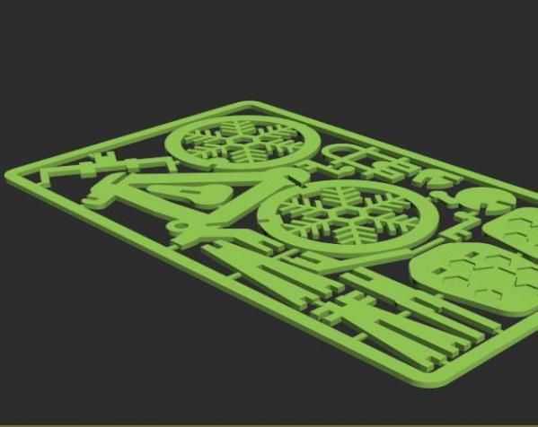 蓝色折叠车拼装版 3D打印模型渲染图
