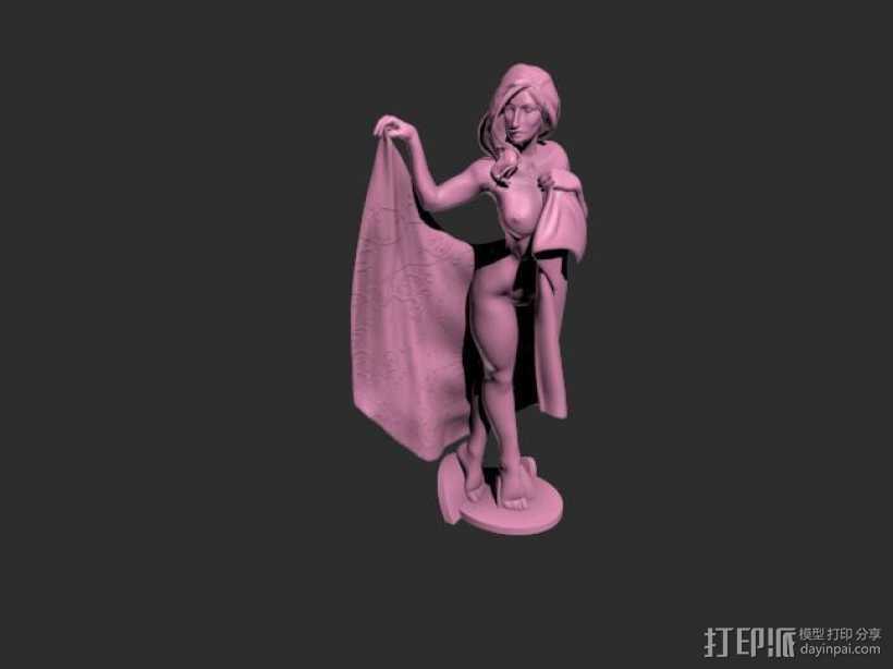 浴巾女孩模型 3D打印模型渲染图