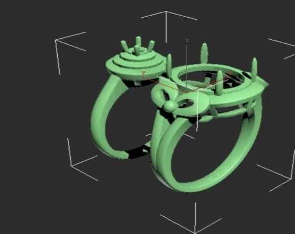 一对戒指模型 3D打印模型渲染图