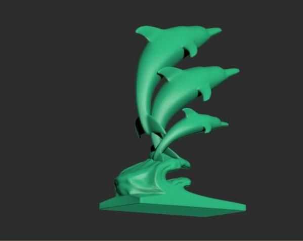 水晶海豚饰品 3D打印模型渲染图